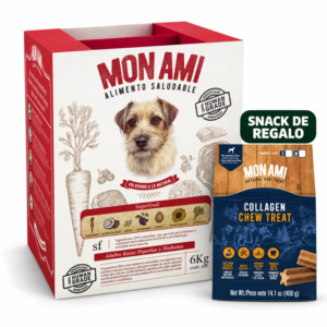 Mon Ami Superfood razas pequenas y medianas de 6 kg con snack Collagen Chew Treat de 400 g de regalo
