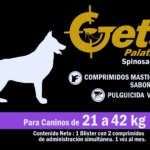 Etiqueta de GETS Palatable para perros de 21 a 42 kg, envase con 2 comprimidos, IDV