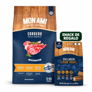 Promoción Mon Ami Cordero de 12 kg con snack Collagen Chew Treat de 400 g de regalo