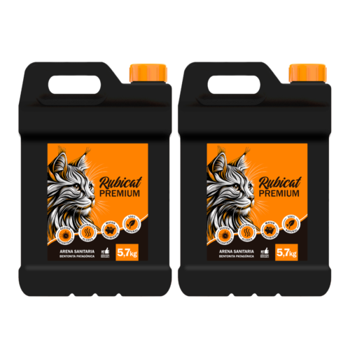 Rubicat Premium Bidón x 5,7 kg - Pack x 2. 2 bidones de 5,7 kg cada uno. Contenido total: 11,4 kg. Rubicat Premium Bidón x 5,7 kg - Pack x 2. 2 bidones de 5,7 kg cada uno. Contenido total: 11,4 kg.